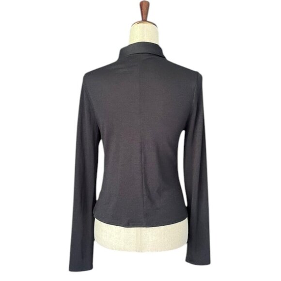 rag & bone Lea Polo Shirt Long Sleeves 5 Buttons Black Size Large MSRP $158 NWT - Picture 8 of 15